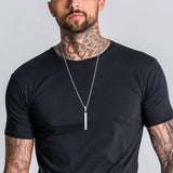 Rectangle Pendant Necklace for Men, Stainless Steel Box Chain Jewelry