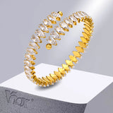 Vintage Women Cuff Bracelet, Bling CZ Stone Bangle