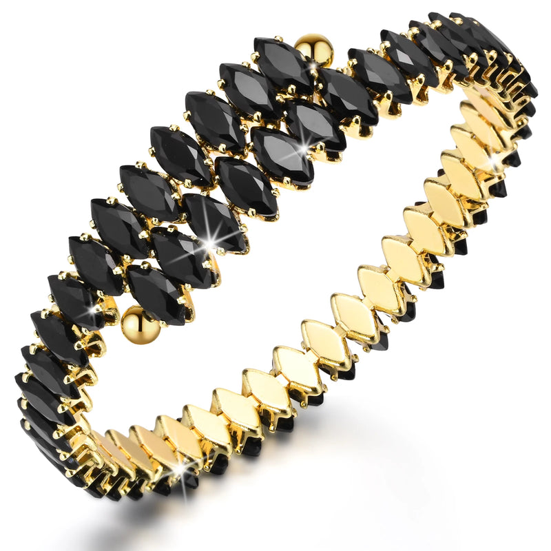 Vintage Women Cuff Bracelet, Bling CZ Stone Bangle