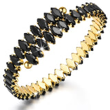 Vintage Women Cuff Bracelet, Bling CZ Stone Bangle