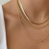 Stainless Steel Snake Chain Necklace for Women, Minimalist Boho Neck Collar