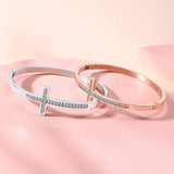 Shinny Bling Cross Bangle Stainless Steel Cuff Bracelet