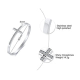 Shinny Bling Cross Bangle Stainless Steel Cuff Bracelet