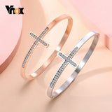 Shinny Bling Cross Bangle Stainless Steel Cuff Bracelet