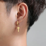 Cross Dangle Earrings Stainless Steel Minimalist Drop Small Hoop Ear Jewelry