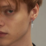 Cross Dangle Earrings Stainless Steel Minimalist Drop Small Hoop Ear Jewelry