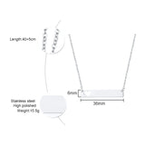 Hollow Heart Bar Necklace Stainless Steel Personalize Engrave ID Pendant