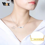 Hollow Heart Bar Necklace Stainless Steel Personalize Engrave ID Pendant