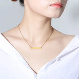 Hollow Heart Bar Necklace Stainless Steel Personalize Engrave ID Pendant