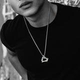 Square Triangle Pendant Necklaces for Men Stainless Steel Geometric Stacking