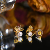 Simulated Pearl Bow Knot Stud Earrings for Women Girls