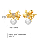 Simulated Pearl Bow Knot Stud Earrings for Women Girls
