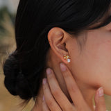 Simulated Pearl Bow Knot Stud Earrings for Women Girls