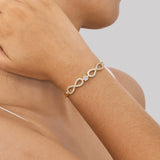 Women's Sparkling Chain Bracelet with Bling CZ Stones, Heart Leaf Infinity Charm