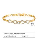 Women's Sparkling Chain Bracelet with Bling CZ Stones, Heart Leaf Infinity Charm
