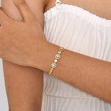 Women's Sparkling Chain Bracelet with Bling CZ Stones, Heart Leaf Infinity Charm