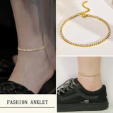 Sparkling CZ Chain Bracelet for Women, Stainless Steel Link, Adjustable