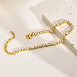 Sparkling CZ Chain Bracelet for Women, Stainless Steel Link, Adjustable