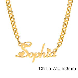 Personalized Stainless Steel Heart Pendant Name Necklace for Women