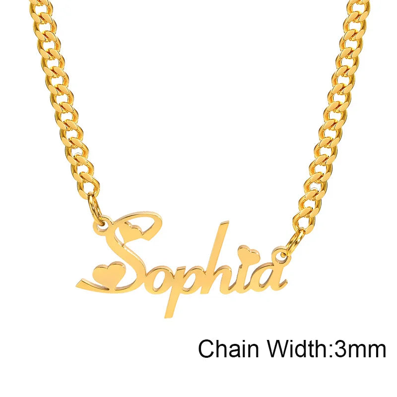 Personalized Stainless Steel Heart Pendant Name Necklace for Women