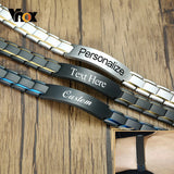12mm Men's Bracelet ID Tag Stainless Steel Chain Jewelry