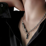 Stone Choker Necklaces for Men Women, Double Layers Chain Collar