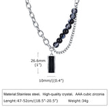 Stone Choker Necklaces for Men Women, Double Layers Chain Collar