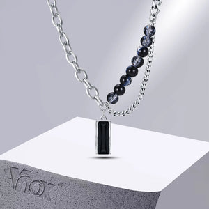 Stone Choker Necklaces for Men Women, Double Layers Chain Collar