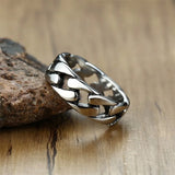 Stylish Fixed Link Chain Ring for Men High Stainless Steel Male Bands