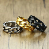 Stylish Fixed Link Chain Ring for Men High Stainless Steel Male Bands
