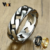 Stylish Fixed Link Chain Ring for Men High Stainless Steel Male Bands