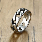 Stylish Fixed Link Chain Ring for Men High Stainless Steel Male Bands