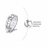 Stylish Fixed Link Chain Ring for Men High Stainless Steel Male Bands