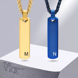 Men's Initial Bar Necklace with Custom A-Z Letter, Stainless Steel Pendant Gift