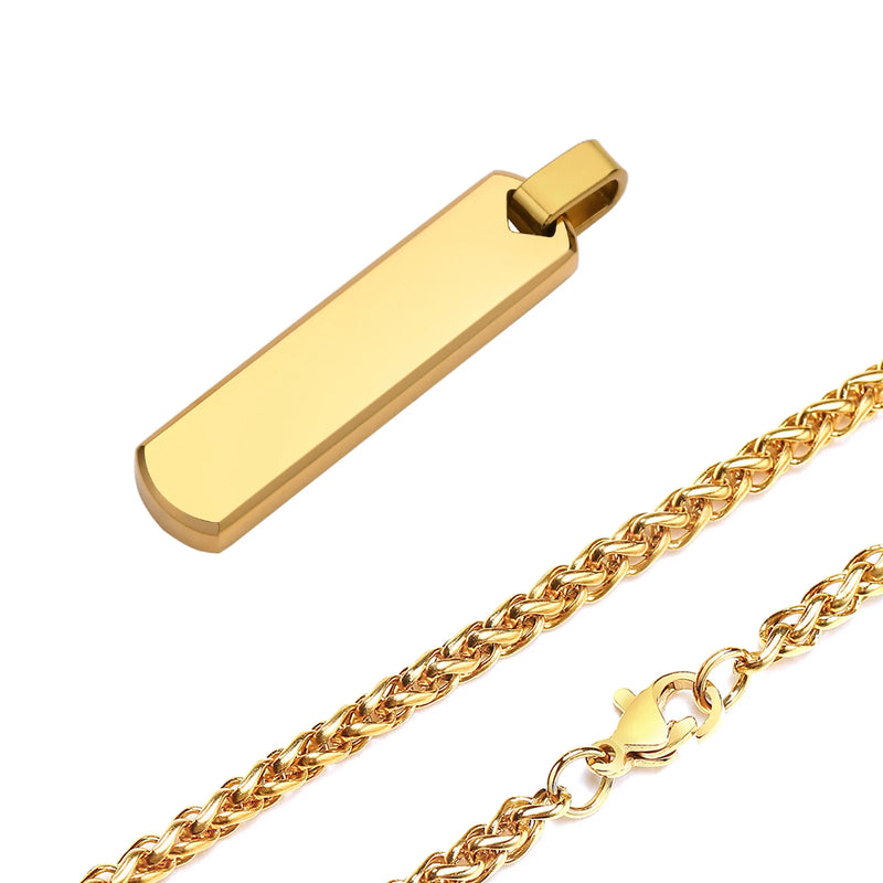 Men's Initial Bar Necklace with Custom A-Z Letter, Stainless Steel Pendant Gift