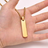 Men's Initial Bar Necklace with Custom A-Z Letter, Stainless Steel Pendant Gift