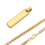 Men's Initial Bar Necklace with Custom A-Z Letter, Stainless Steel Pendant Gift