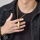 Men's Initial Bar Necklace with Custom A-Z Letter, Stainless Steel Pendant Gift