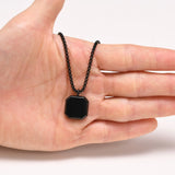 Men's Natural Stone Necklace, Stainless Steel Geometric Pendant