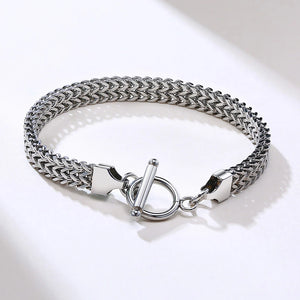 Men's Stainless Steel Double Franco Chain Bracelet with Toggle Clasp
