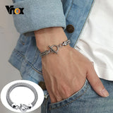 Men's Stainless Steel Double Franco Chain Bracelet with Toggle Clasp