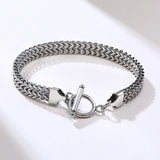 Men's Stainless Steel Double Franco Chain Bracelet with Toggle Clasp