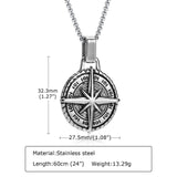 Stylish Mens Compass Necklace, Rock Punk Stainless Steel Compass Pendants