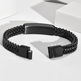 Mens Stainless Steel ID Bracelet, Double Franco Link Chains Armband