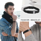 Mens Stainless Steel ID Bracelet, Double Franco Link Chains Armband