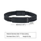Mens Stainless Steel ID Bracelet, Double Franco Link Chains Armband