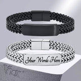 Mens Stainless Steel ID Bracelet, Double Franco Link Chains Armband