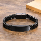 Mens Stainless Steel ID Bracelet, Double Franco Link Chains Armband