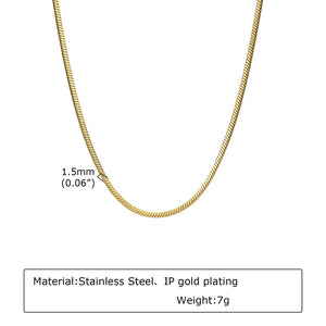 Square Snake Chain Necklace, Stylish Unisex Jewelry