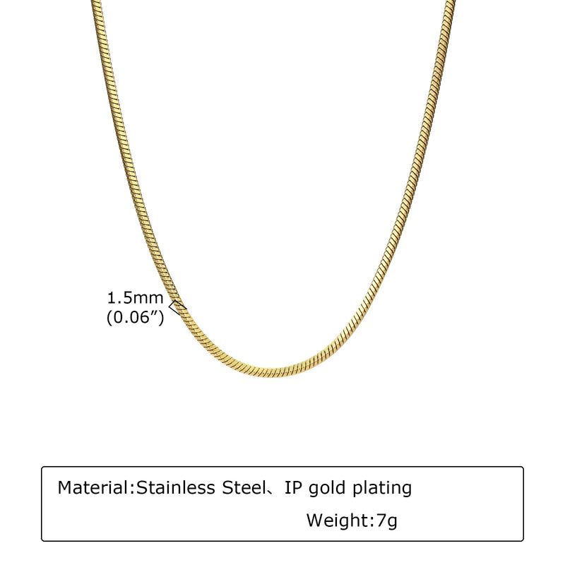 Square Snake Chain Necklace, Stylish Unisex Jewelry